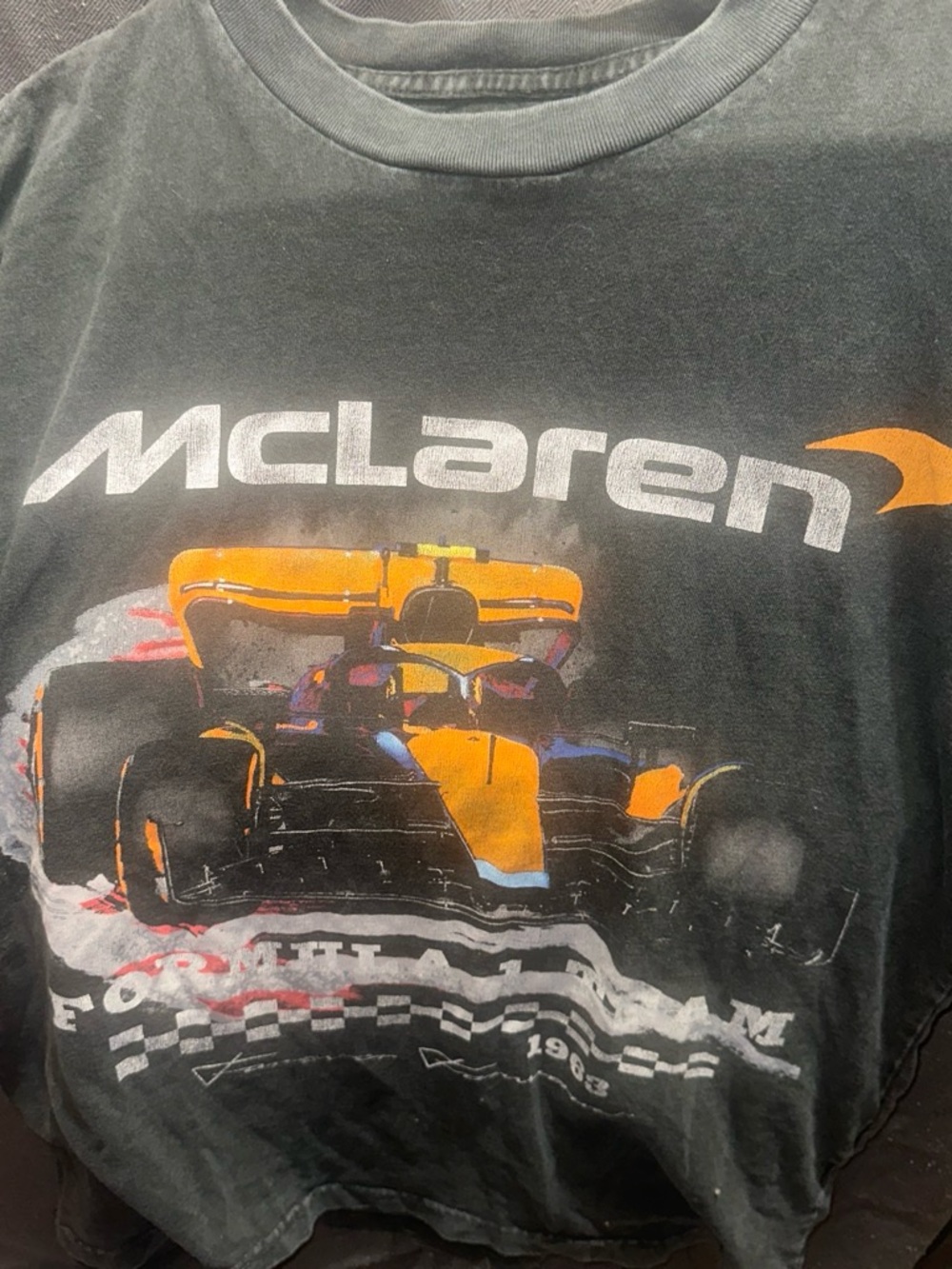 Men's Black Graphic Racing Tee - Orange Accent McLaren design